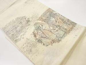 手描き引箔抽象壁画模様刺繍名古屋帯